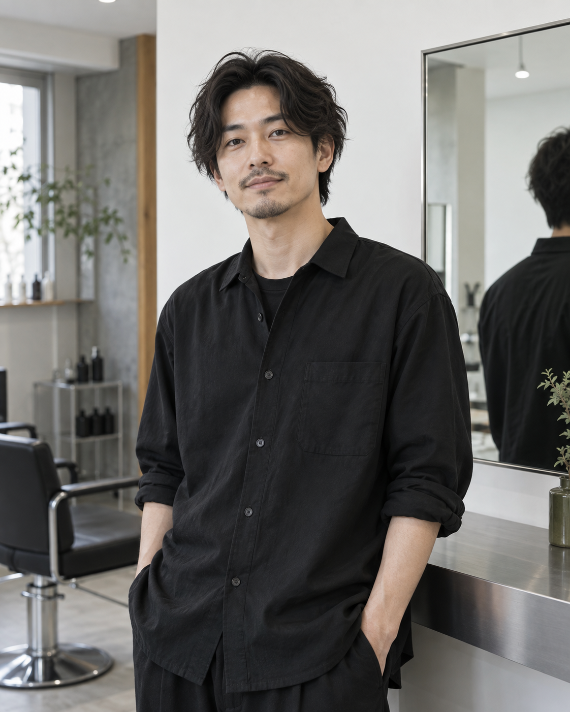LINO HAIR代表スタイリストを想定した人物の架空デモ写真